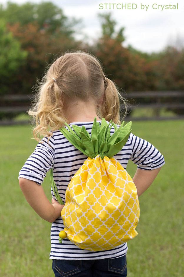 Cool Things To Sew For Summer - Pineapple Drawstring Backpack - Easy Dresses, Cute Skirts, Maxi Dress, Shorts, Pants and Tops 