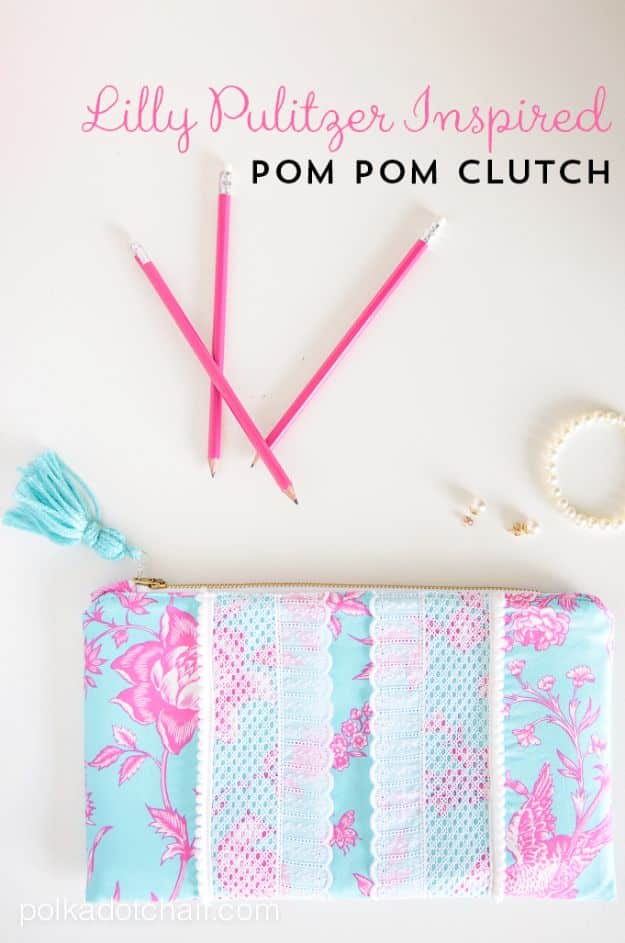 Cool Things To Sew For Summer - Pom Pom Summer Clutch - Easy Dresses, Cute Skirts, Maxi Dress, Shorts, Pants and Tops 