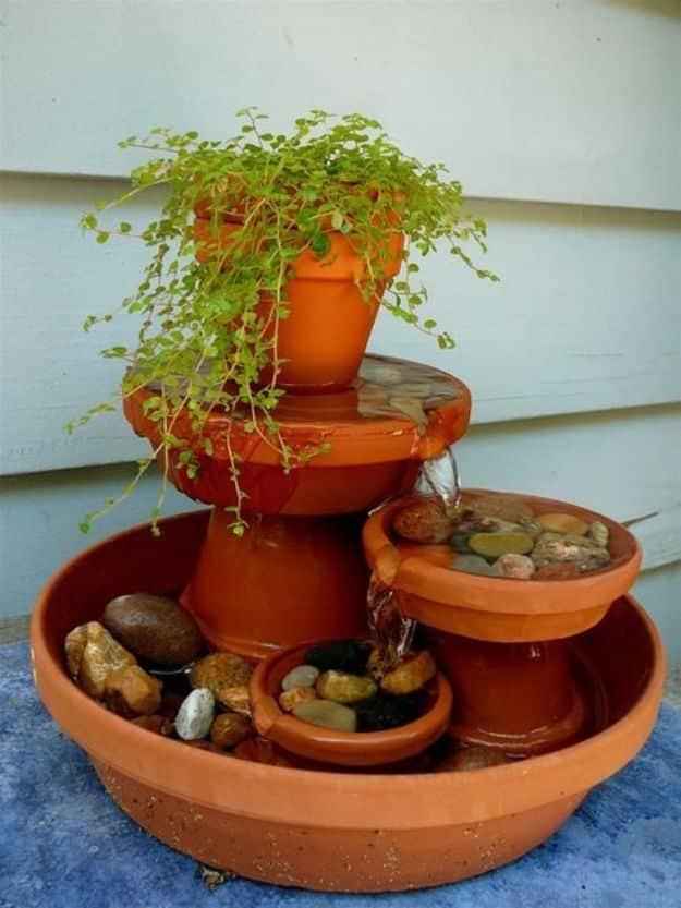 DIY Fountains - Pyramidal Pots Water Fountain - Easy Ways to Make A Fountain in the Backyard - Do It Yourself Projects for the Garden - DIY Home Improvement on a Budget - Step by Step DIY Tutorials With Instructions http://diyjoy.com/diy-fountains
