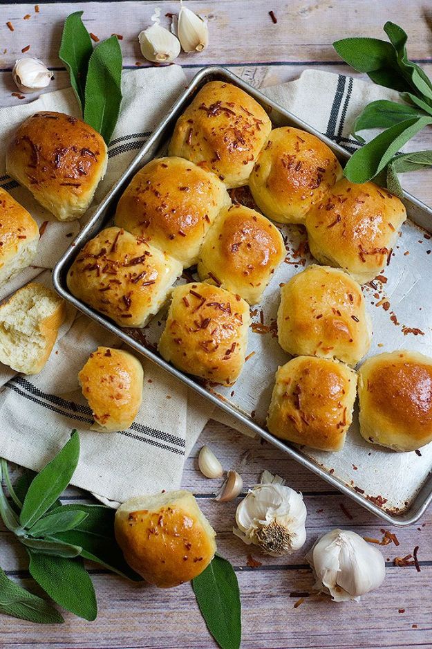 Sage Parmesan Garlic Buns Recipes - Bread Recipes and Homemade Roll Ideas