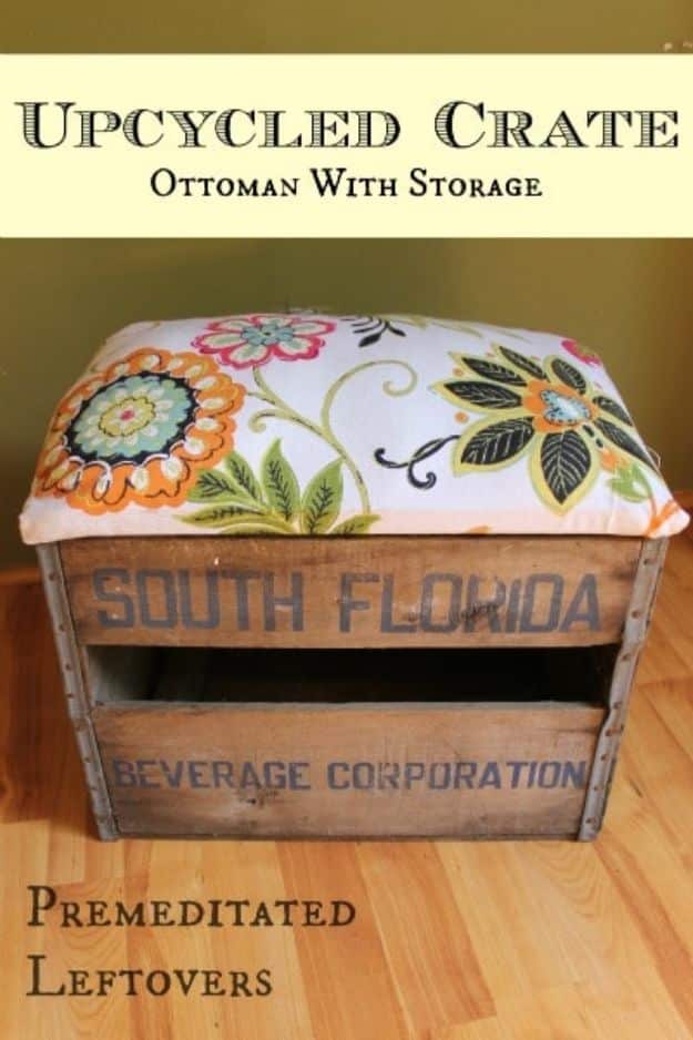 Upcycled Crate Ottoman With Storage