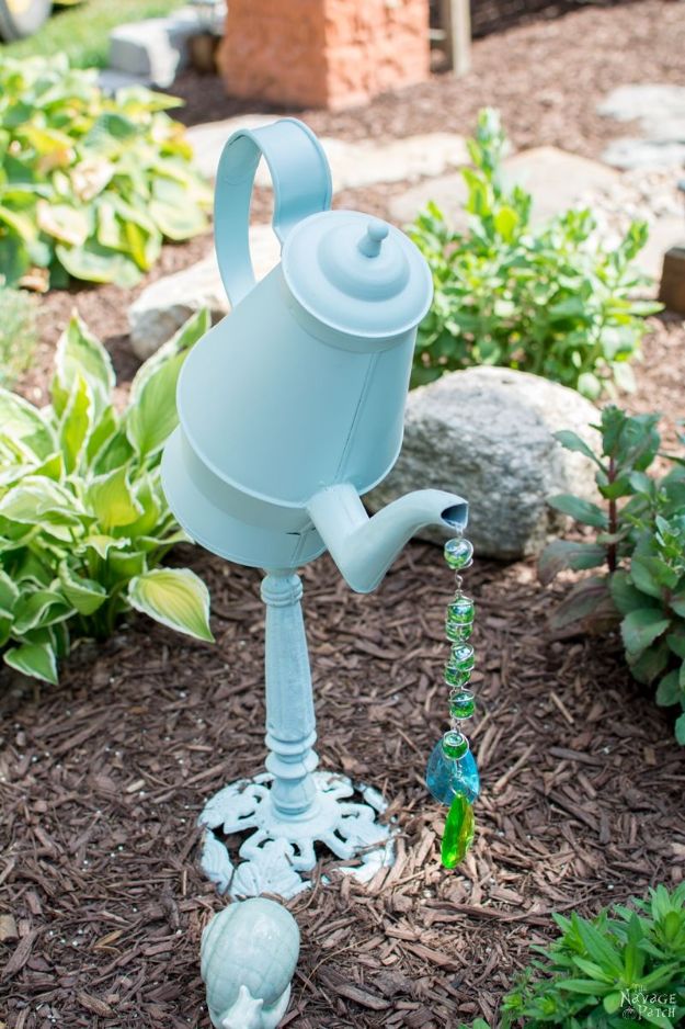 DIY Garden Decor Ideas - Crafts for Outdoors - DYI Garden Ornaments to Make for Backyard Decoration - Thrift Store Crafts - How to Make Upcycled Teapot Garden Decor