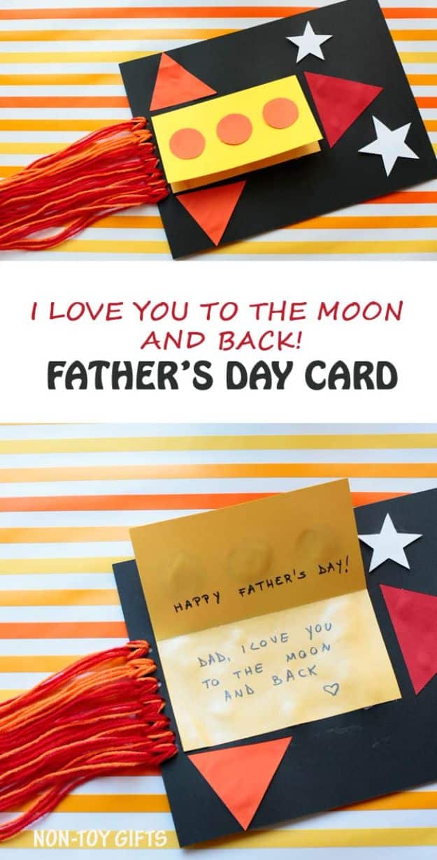 Best DIY Fathers Day Cards - I Love You to the Moon and Back Father's Day Card - Easy Card Projects to Make for Dad - Cute and Quick Things To Make For Your Father - Paper, Cardboard, Gift Card, Cool Ideas for Kids and Teens To Make - Funny, Thoughtful, Homemade Cards for Him 