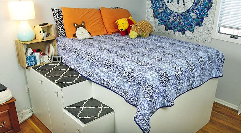 Add 70 Cubic Feet Of Space To Your Room With This DIY Bed Frame | DIY Joy Projects and Crafts Ideas