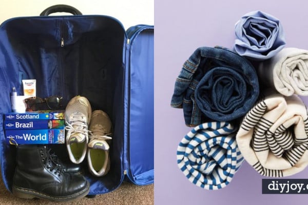 Packing Hacks for Travel - How to Pack and Fold Clothes, Save Space in Suitcase - Tips and Tricks for Shoes, Makeup, Toiletries, Carry On Luggage for Trips