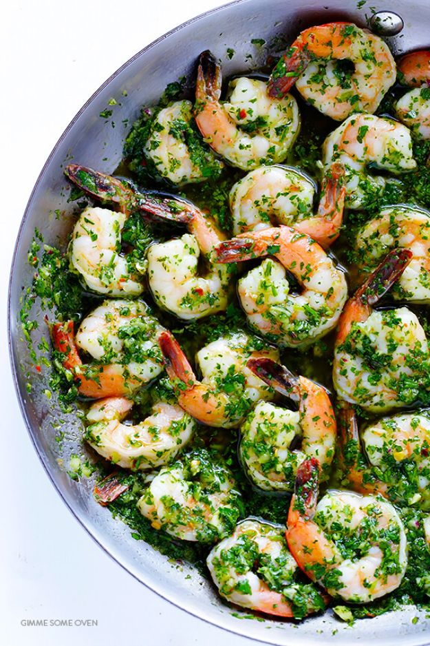 Shrimp Recipes - Chimichurri Shrimp - Healthy, Easy Recipe Ideas for Dinner Using Shrimp - Grilled, Creamy Baked Pasta, Fried, Spicy Asian Style, Mexican, Sauteed Garlic