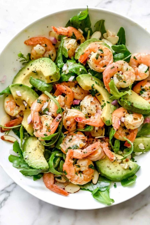 Shrimp Recipes - Citrus Shrimp and Avocado Salad - Healthy, Easy Recipe Ideas for Dinner Using Shrimp - Grilled, Creamy Baked Pasta, Fried, Spicy Asian Style, Mexican, Sauteed Garlic