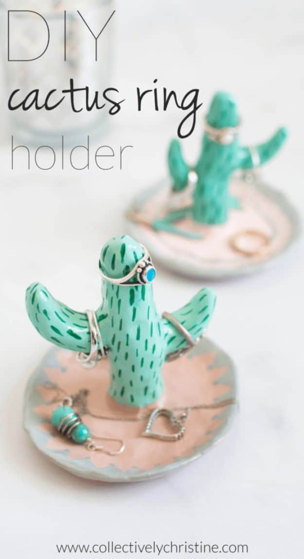 Jewelry Crafts To Make and Sell - DIY Cactus Ring Holder Stand - Cactus Craft Projects - Jewelry Storage and Organization Ideas - Top Things To Sell for Money and Profit on Etsy Shop