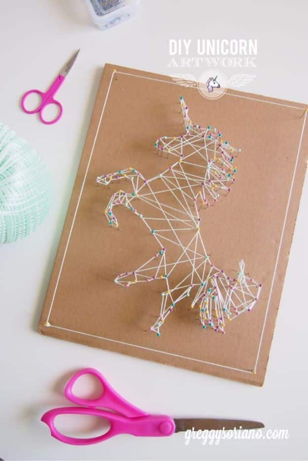 Teen Crafts to Make for Money - Paper Crafts to Make and Sell - String Art Ideas - Unicorn Wall Art Decor for Teens, Adults and Kids Room - DIY Christmas Gifts and Idea