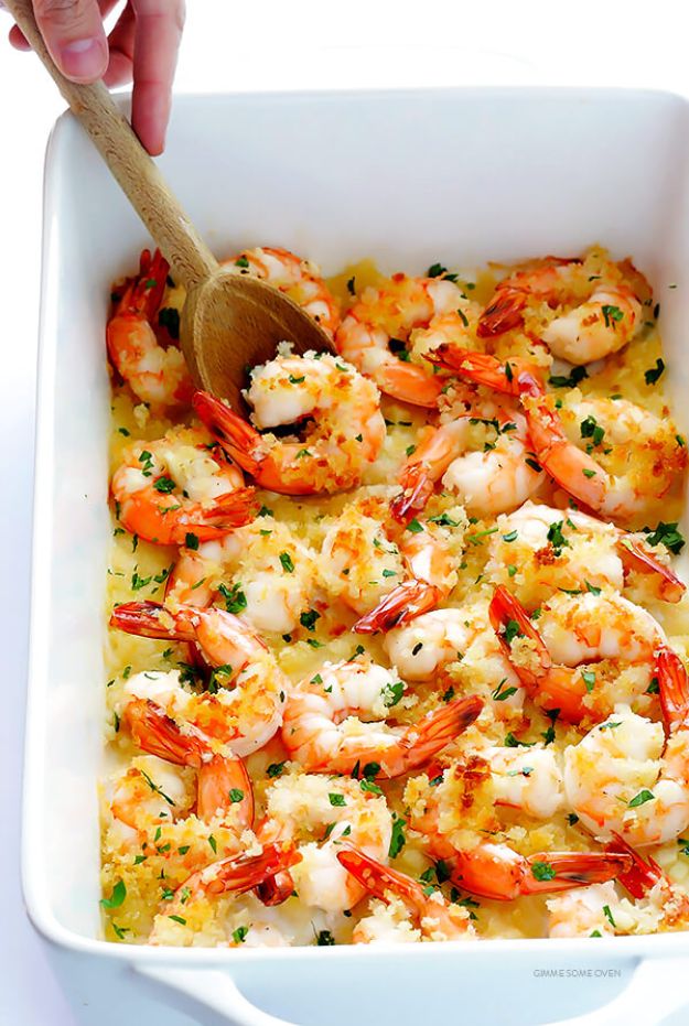Best Shrimp Recipes - Garlicky Baked Shrimp - Healthy, Easy Recipe Ideas for Dinner Using Shrimp - Grilled, Creamy Baked Pasta, Fried, Spicy Asian Style, Mexican, Sauteed Garlic