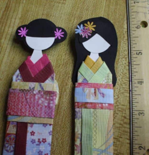 Japanese DIY Ideas and Crafts Inspired by Japan - Japanese Bookmark Doll - Boxes, Home Decorations, Room Decor, Fashion, Jewelry Tutorials, Wall Art and Gifts