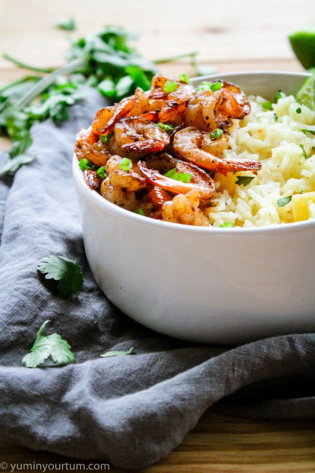 Shrimp Recipes - Jerk Shrimp With Pineapple Rice - Healthy, Easy Recipe Ideas for Dinner Using Shrimp - Grilled, Creamy Baked Pasta, Fried, Spicy Asian Style, Mexican, Sauteed Garlic