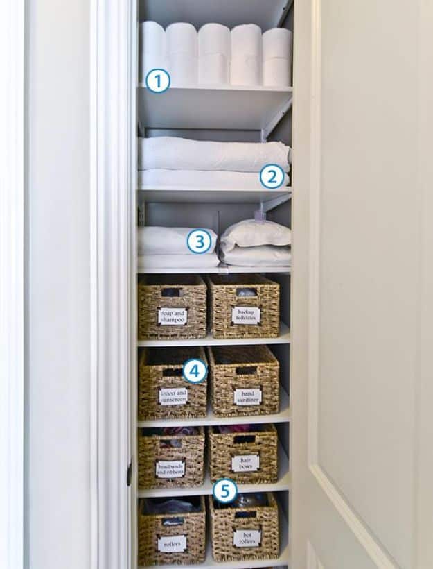 Closet Organization Ideas - Organize Your Linen Closet - DIY Closet Organizing Tutorials - Hacks, Tips and Tricks for Closets With Storage, Shoe Racks, Small Space Idea - Projects for Bedroom, Kids, Master, Walk in