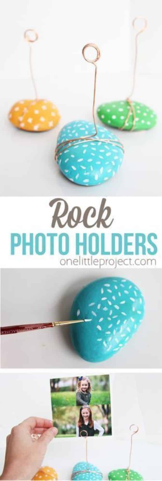 Most Profitable Crafts to Sell - DIY Crafts To Make and Sell - DIY Painted Rock Photo Holders - DIY Gifts for Mom and Dad - Cheap DIY Ideas to Sell for Money - Teen Crafts You Can Sell