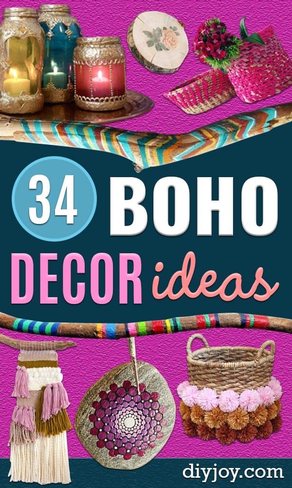 DIY Boho Decor Ideas - DYI Bedroom Ideas - Cheap Hippie Crafts and Bohemian Wall Art - Easy Upcycling Projects for Living Room, Bathroom, Kitchen #boho #diy #diydecor