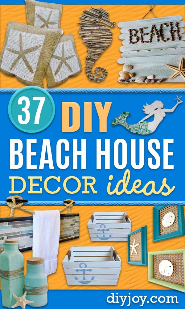 DIY Beach House Decor Ideas- Cool DIY Decor Ideas While On A Budget - Cool Ideas for Decorating Your Beach Home With Shells, Sand and Summer Wall Art - Coastal Crafts and Do It Yourself Projects With A Breezy, Blue, Summery Feel - White Decor and Shiplap, Birchwood Boats, Beachy Sea Glass Art Projects for Living Room, Bedroom and Kitchen