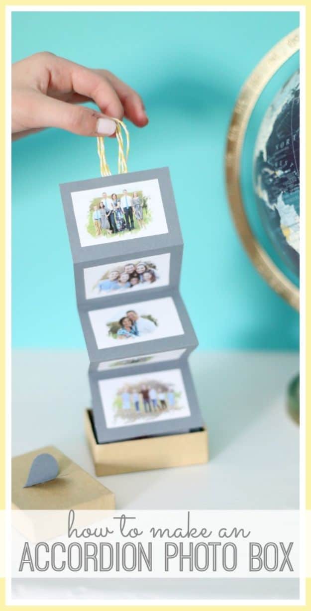 DIY Photo Albums - Accordion Photo Box - Easy DIY Christmas Gifts for Grandparents, Friends, Him or Her, Mom and Dad - Creative Ideas for Making Wall Art and Home Decor With Photos