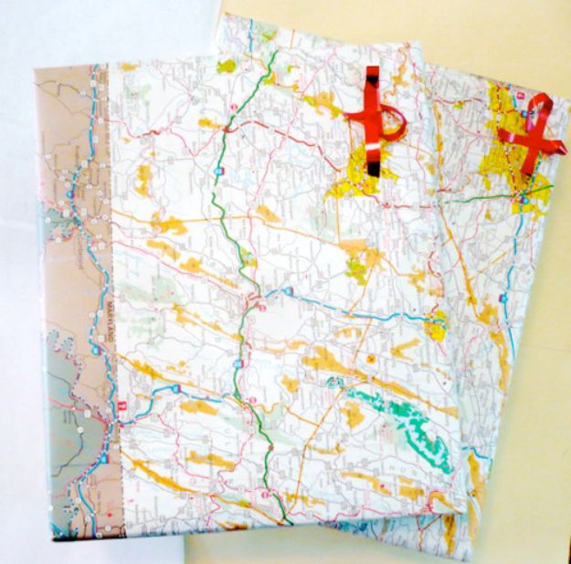 DIY Ideas With Maps - Cool Gift Wrap DIY - Easy Crafts, Home Decor, Art and Gifts Your Can Make With A Map - Pinboard, Canvas, Painting, Paper Flowers, Signs Projects