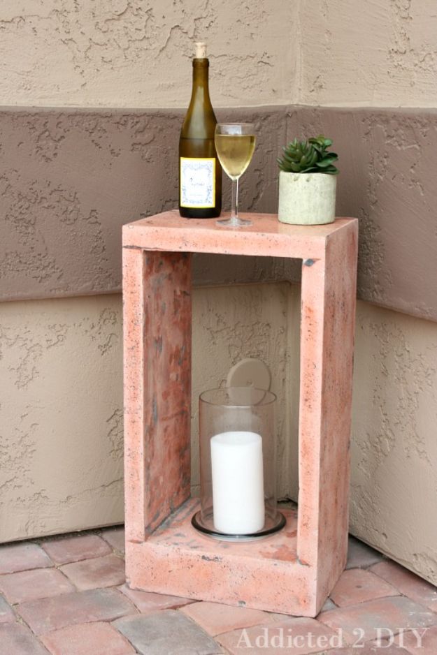 DIY Projects With Concrete - DIY Concrete Side Table - Easy Home Decor and Cheap Crafts Made With Cement - Ideas for DIY Christmas Gifts, Outdoor Decorations