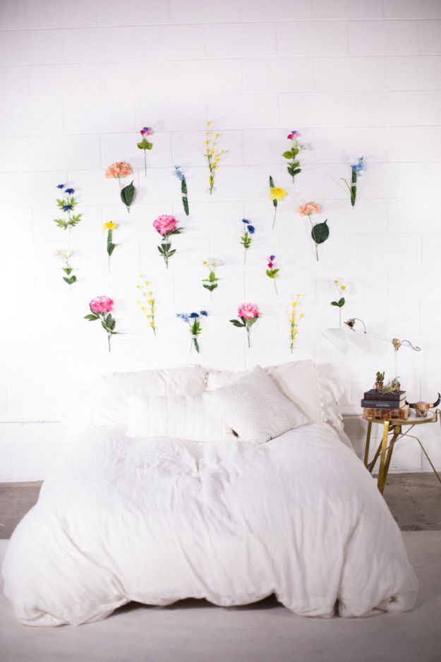 DIY Ideas With Faux Flowers - DIY Flower Wall - Paper, Fabric, Silk and Plastic Flower Crafts - Easy Arrangements, Wedding Decorations, Wall, Decorations, Letters, Cheap Home Decor