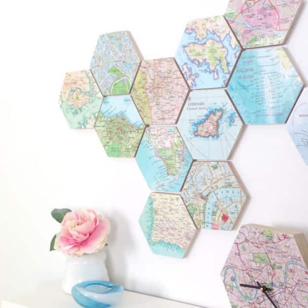 DIY Ideas With Maps - DIY Map Art - Easy Crafts, Home Decor, Art and Gifts Your Can Make With A Map - Pinboard, Canvas, Painting, Paper Flowers, Signs Projects