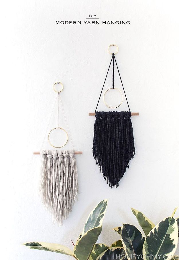DIY Boho Decor Ideas - DIY Modern Yarn Hanging - DIY Bedroom Ideas - Cheap Hippie Crafts and Bohemian Wall Art - Easy Upcycling Projects for Living Room, Bathroom, Kitchen #boho #diy #diydecor