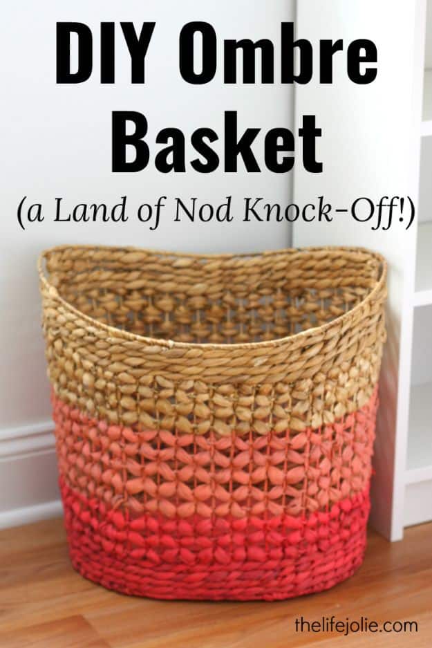 DIY Home Decor Projects for Beginners - DIY Ombre Basket - Easy Homemade Decoration for Your House or Apartment - Creative Wall Art, Rugs, Furniture and Accessories for Kitchen - Quick and Cheap Ways to Decorate on A Budget - Farmhouse, Rustic, Modern, Boho and Minimalist Style With Step by Step Tutorials #diy