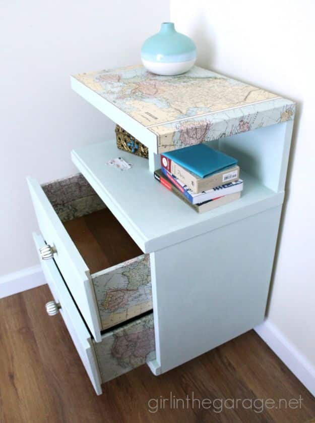 DIY Ideas With Maps - Decoupaged Map Table - Easy Crafts, Home Decor, Art and Gifts Your Can Make With A Map - Pinboard, Canvas, Painting, Paper Flowers, Signs Projects