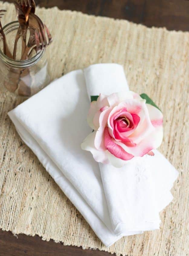 DIY Ideas With Faux Flowers - Floral Napkin Rings - Paper, Fabric, Silk and Plastic Flower Crafts - Easy Arrangements, Wedding Decorations, Wall, Decorations, Letters, Cheap Home Decor