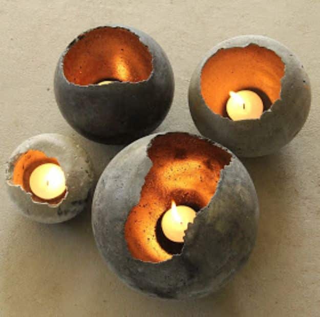 DIY Projects With Concrete - Hand Blown Concrete Bowls - Easy Home Decor and Cheap Crafts Made With Cement - Ideas for DIY Christmas Gifts, Outdoor Decorations