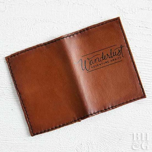 DIY Gifts for Him - Turn A Leather Bag into a DIY Passport Cover - Cool Gifts to Make For Guys | Travel Gifts to Make For Him | Handmade Birthday Gift for Boyfriend, Husband 