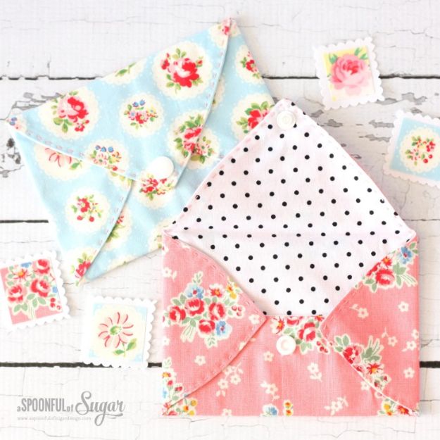 DIY Sewing Projects for the Home - Pretty Fabric Envelopes - Easy DIY Christmas Gifts and Ideas for Making Kitchen, Bedroom and Bathroom Decor - Free Step by Step Tutorial to Sew