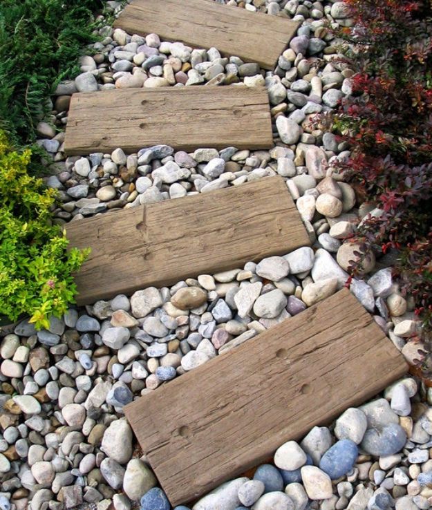 DIY Walkways - Railroad Tie Walkway - Do It Yourself Walkway Ideas for Paths to The Front Door and Backyard - Cheap and Easy Pavers and Concrete Path and Stepping Stones - Wood and Edging, Lights, Backyard and Patio Walks With Gravel, Sand, Dirt and Brick #diyideas