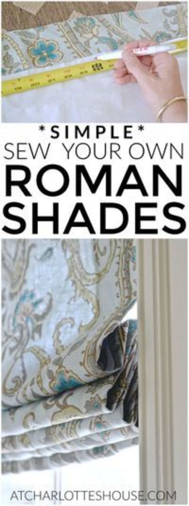 DIY Sewing Projects for the Home - Simple Roman Shades - Easy DIY Christmas Gifts and Ideas for Making Kitchen, Bedroom and Bathroom Decor - Free Step by Step Tutorial to Sew