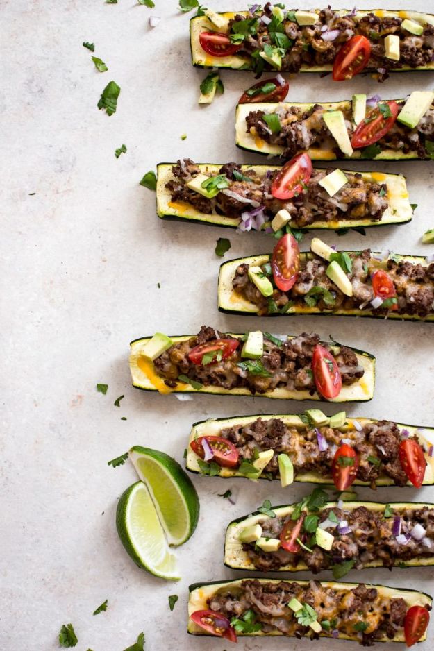 Gluten Free Ground Beef Recipes - Taco Zucchini Boats - Easy Dinners and Ground Beef Recipe Ideas - Quick Lunch Salads, Casseroles, Tacos, One Skillet Meals - Healthy Crockpot Foods With Hamburger Meat - Mexican Casserole, Instant Pot Dinners, Low Carb and Keto Diet - Rice, Pasta, Potatoes and Crescent Rolls 