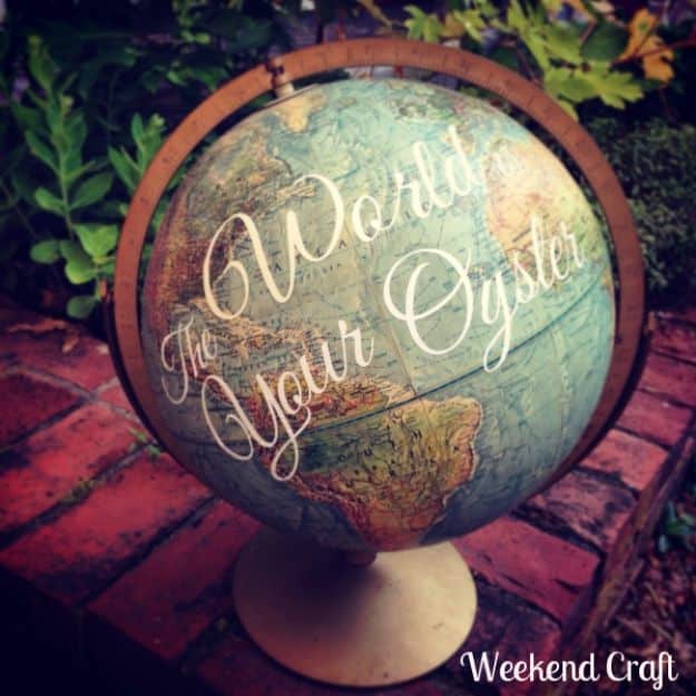 DIY Ideas With Maps - The World is Your Oyster Globe - Easy Crafts, Home Decor, Art and Gifts Your Can Make With A Map - Pinboard, Canvas, Painting, Paper Flowers, Signs Projects