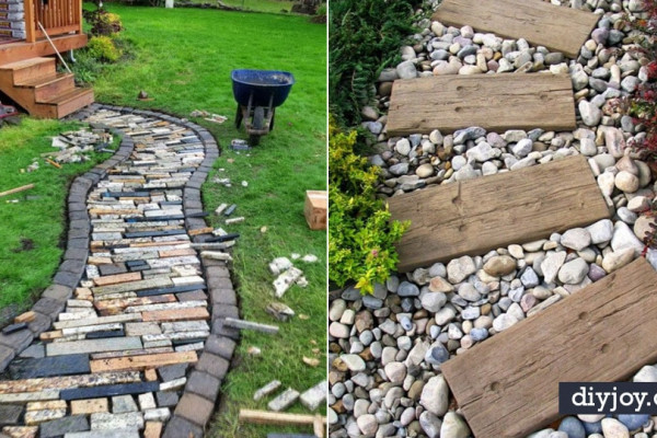DIY Walkways - Do It Yourself Walkway Ideas for Paths to The Front Door and Backyard - Cheap and Easy Pavers and Concrete Path and Stepping Stones - Wood and Edging, Lights, Backyard and Patio Walks With Gravel, Sand, Dirt and Brick