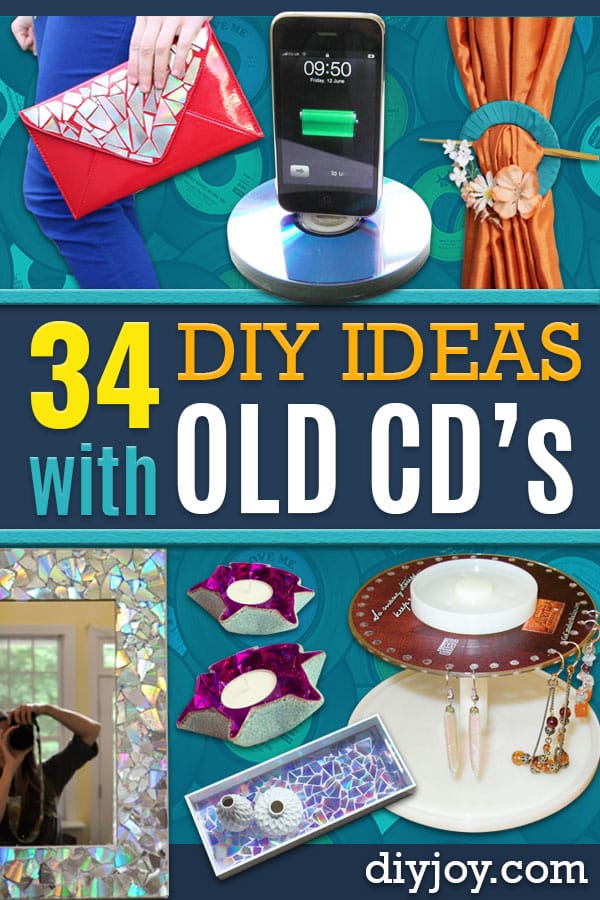 DIY Ideas With Old CD - Recycle Jewelry, Room Decoration Mosaic, Coasters, Garden Art and DIY Home Decor Using Broken DVD - Photo Album, Wall Art and Mirror - Cute and Easy DIY Gifts for Birthday and Christmas Holidays