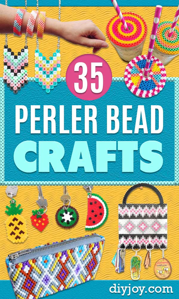 perler bead crafts - easy DIY ideas made with perler breads - Cute Accessories and Homemade Decor That Make Creative DIY Gifts - Plastic Melted Beads Make Cool Art for Walls, Jewelry - things to make when bored #crafts