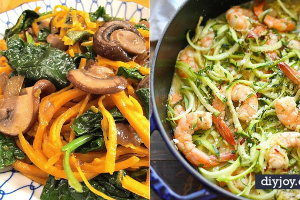 Veggie Noodle Recipes - How to Cook With Veggie Noodles - Healthy Pasta Recipe Ideas - How to Make Veggie Noodles With Carrots and Zucchini - Vegan, Vegetarian , Keto and Low Carb Dishes for Your Diet - Meatballs, Chicken, Cheese, Asian Stir Fry, Salad and Raw Preparations #veggienoodles #recipes #keto #lowcarb #ketorecipes