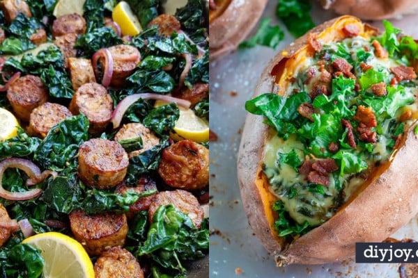 Best Kale Recipes - Healthy Green Vegetable Cooking for Salads, Soup, Lunches, Stir Fry and Dinner - Kale Chips. Salad, Shredded, Cooked, Fresh and Sauteed Kale - Vegan, Vegetarian, Keto, Low Carb and Lowfat Recipe Ideas #kale