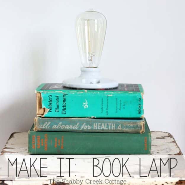 Cheap DIY Gift Ideas - Book Lamp - List of Handmade Gifts on A Budget and Inexpensive Christmas Presents - Do It Yourself Gift Idea for Family and Friends, Mom and Dad, For Guys and Women, Boyfriend, Girlfriend, BFF, Kids and Teens - Dollar Store and Dollar Tree Crafts, Home Decor, Room Accessories and Fun Things to Make At Home #diygifts #christmas #giftideas #diy