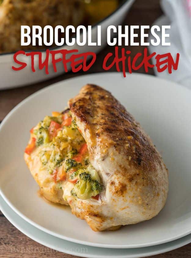 Easy Chicken Recipes - Broccoli Cheese Stuffed Chicken Breast - Healthy Chicken Recipe for Dinner - Southern Style Recipes Healthy