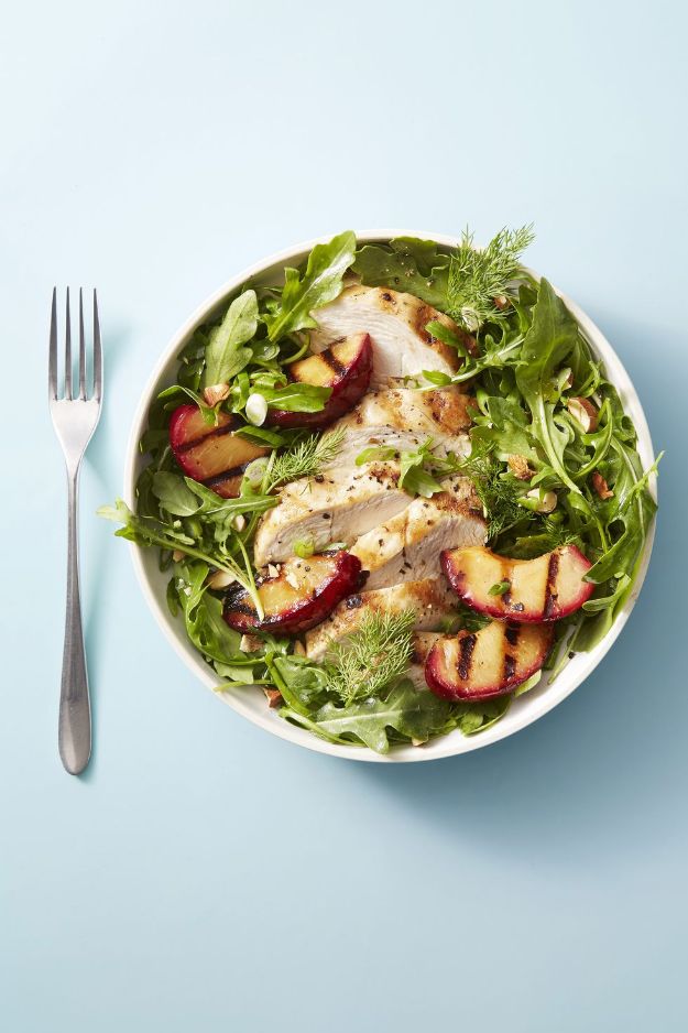 Easy Healthy Chicken Recipes - Chicken and Red Plum Salad - Lunch and Dinner Ideas, Party Foods and Casseroles, Idea for the Grill and Salads- Chicken Breast, Baked, Roastedf and Grilled Chicken #recipes #healthy #chicken