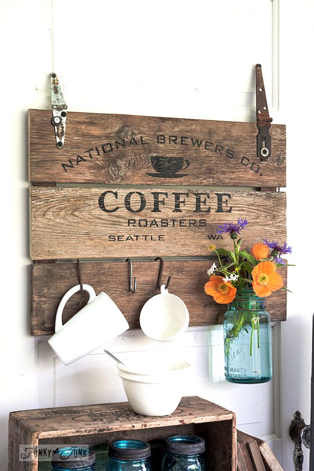 Cheap DIY Home Decor Ideas - Coffee Crate Lid Sign - Inexpensive Home Decorations to Make From The Dollar Store and Dollar Tree - Inexpensive Budget Friendly Wall Art, Furniture, Table Accents, Rugs, Pillows, Bedding and Chairs - Candles, Crafts To Make for Your Bedroom, Pretty Signs and Art, Linens, Storage and Organizing Ideas for Apartments 