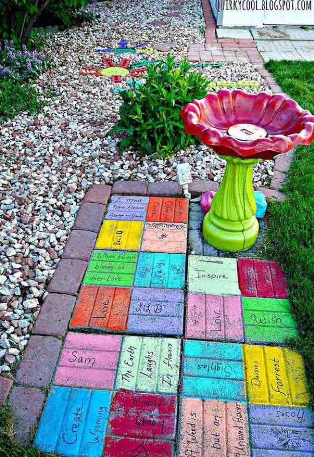 DIY Ideas With Bricks - Colorful Yard Art - Home Decor and Creative Do It Yourself Projects to Make With Bricks - Ideas for Patio, Walkway, Fireplace, Firepit, Mantle, Grill and Art - Inexpensive Decoration Tutorials With Step By Step Instruction for Brick DIY #diy #homeimprovement