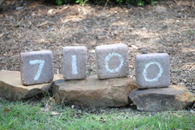 DIY Ideas With Bricks - DIY House Numbers - Home Decor and Creative Do It Yourself Projects to Make With Bricks - Ideas for Patio, Walkway, Fireplace, Firepit, Mantle, Grill and Art - Inexpensive Decoration Tutorials With Step By Step Instruction for Brick DIY #diy #homeimprovement