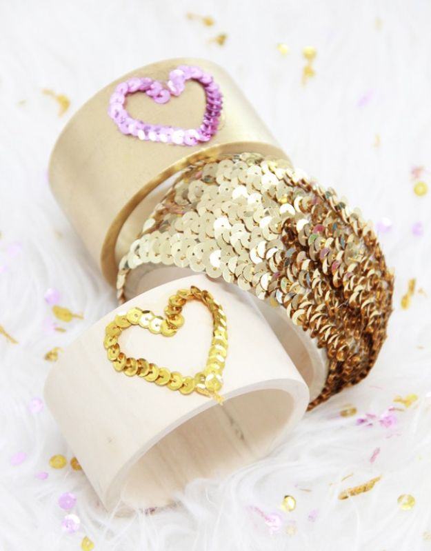 Cheap DIY Gift Ideas for Teens and Adults - DIY Jewelry Sequin Bracelet - Cool Gifts to Make For Her - Handmade Gift Ideas for Mom, Girlfriend, Wife or Sister