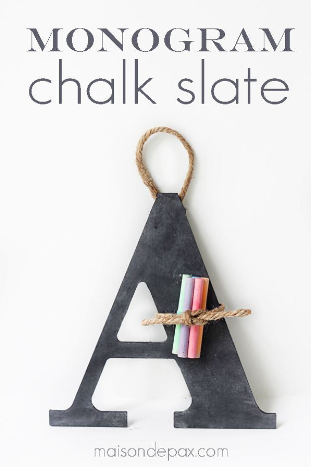 Cheap DIY Gift Ideas - DIY Monogram Chalk Slate - List of Handmade Gifts on A Budget and Inexpensive Christmas Presents - Do It Yourself Gift Idea for Family and Friends, Mom and Dad, For Guys and Women, Boyfriend, Girlfriend, BFF, Kids and Teens - Dollar Store and Dollar Tree Crafts, Home Decor, Room Accessories and Fun Things to Make At Home #diygifts #christmas #giftideas #diy