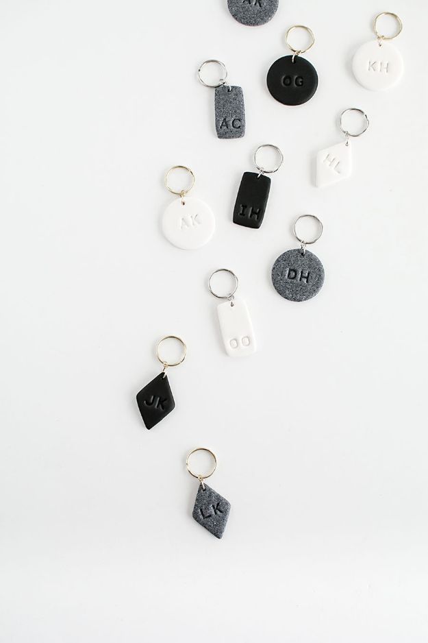 Cheap DIY Gift Ideas - DIY Monogram Clay Keychains - List of Handmade Gifts on A Budget and Inexpensive Christmas Presents - Do It Yourself Gift Idea for Family and Friends, Mom and Dad, For Guys and Women, Boyfriend, Girlfriend, BFF, Kids and Teens - Dollar Store and Dollar Tree Crafts, Home Decor, Room Accessories and Fun Things to Make At Home #diygifts #christmas #giftideas #diy